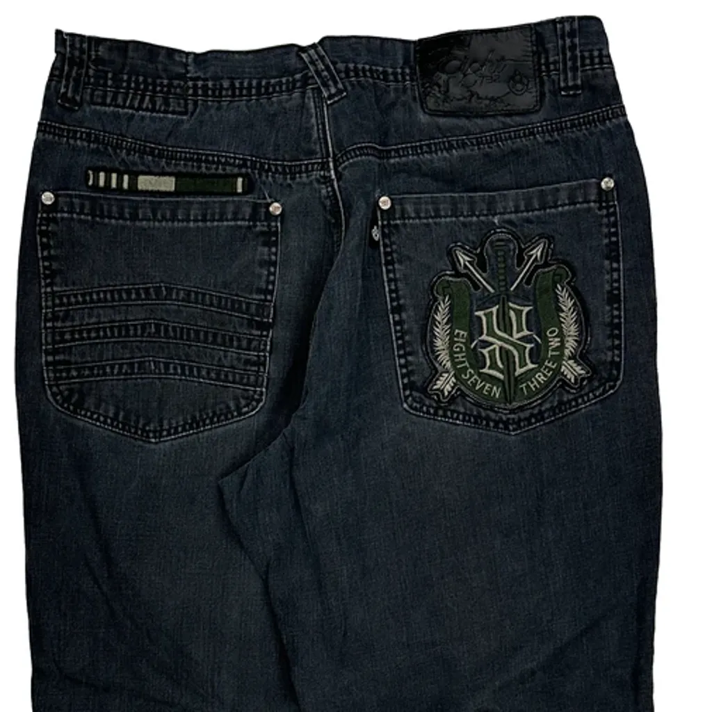 Hip Hop Eight 732 Cargo Jeans - 37W 30L Dark Wash Cotton - Image 7