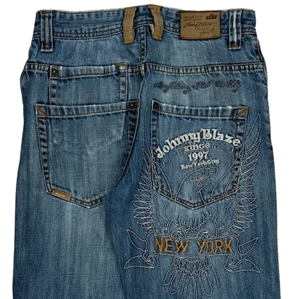 Hip Hop Johnny Blaze Jeans - 29W 30L Blue Cotton - Image 8