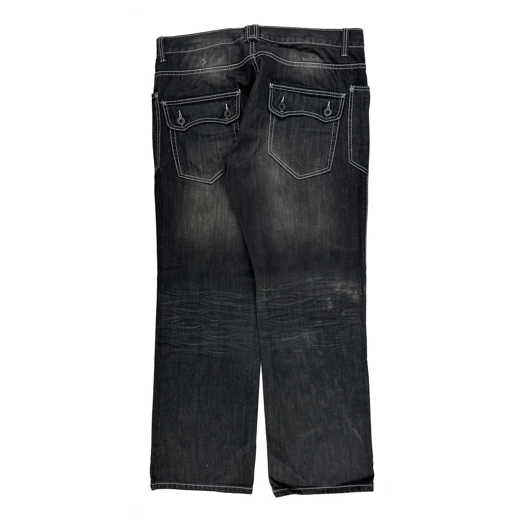 Hip Hop Rock & Roll Hall Of Fame Contrast Stitch Jeans - 40W 34L Black Cotton