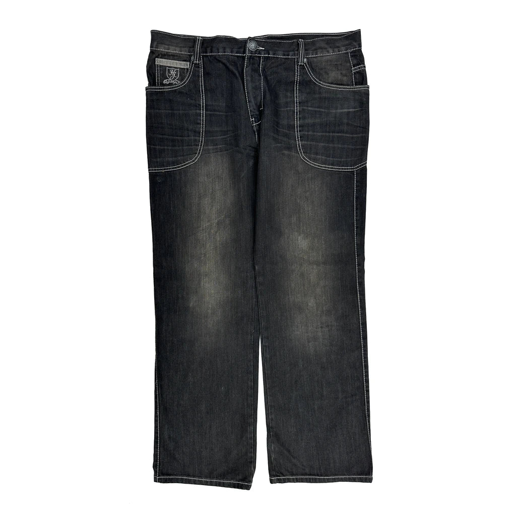 Hip Hop Rock & Roll Hall Of Fame Contrast Stitch Jeans - 40W 34L Black Cotton - Image 2