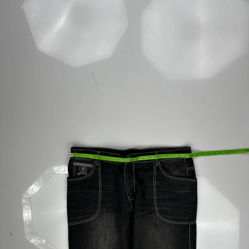 Hip Hop Rock & Roll Hall Of Fame Contrast Stitch Jeans - 40W 34L Black Cotton - Image 3