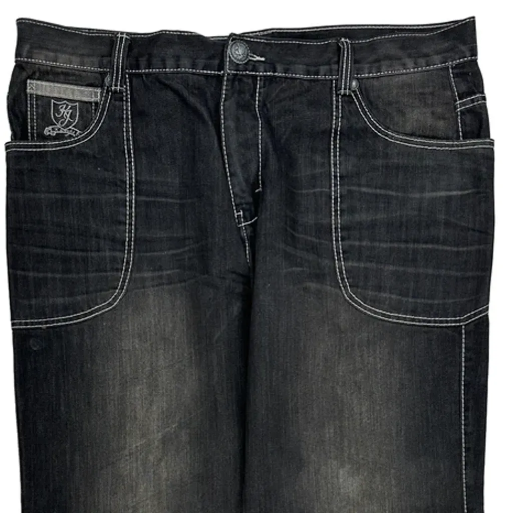 Hip Hop Rock & Roll Hall Of Fame Contrast Stitch Jeans - 40W 34L Black Cotton - Image 9
