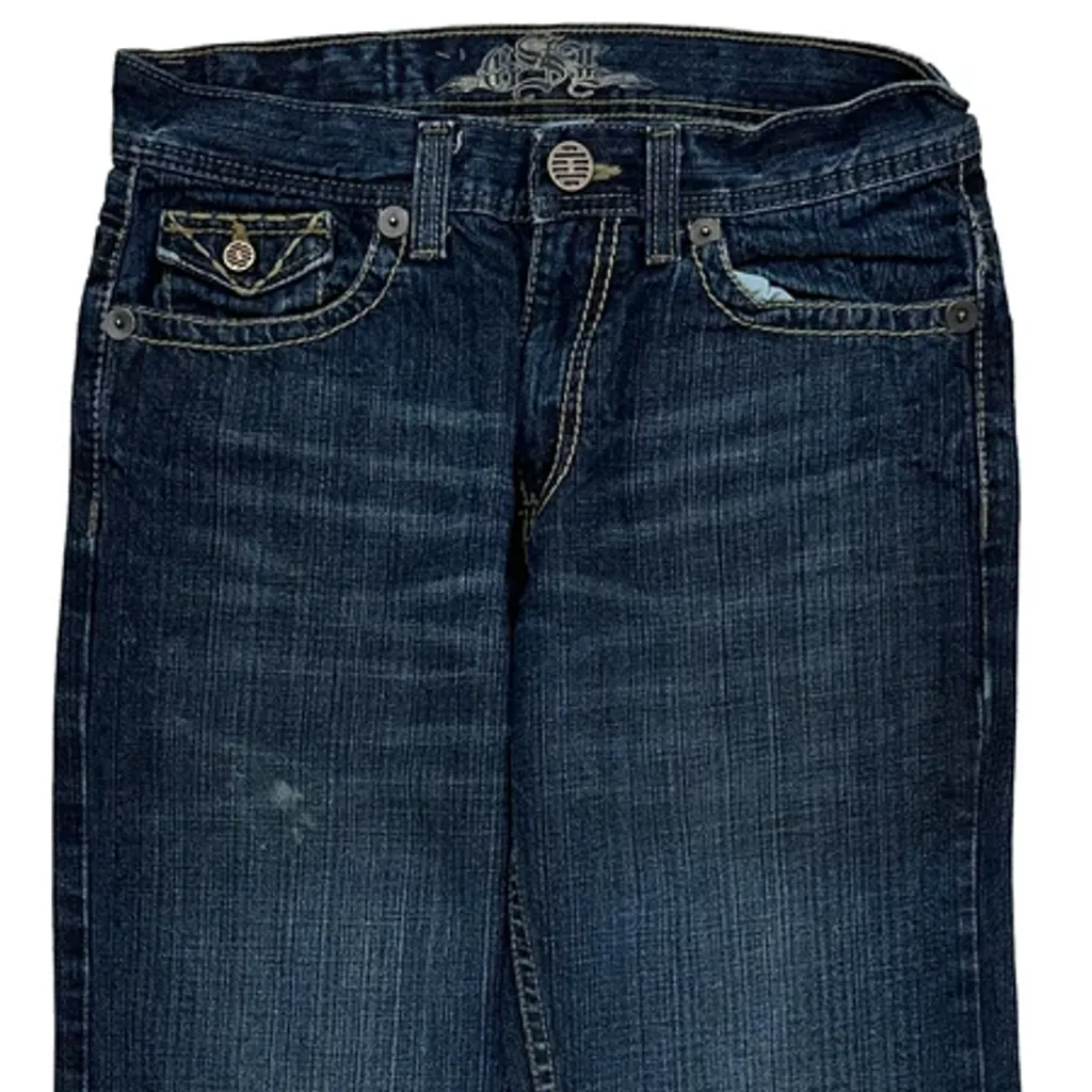 Hip Hop Unbranded Contrast Stitch Jeans - 29W 32L Blue Cotton - Image 9