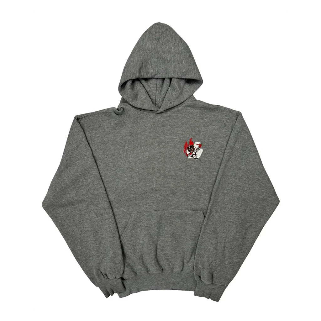Hockey Graphic Russell Athletic Hoodie - Medium Grey Cotton Blend