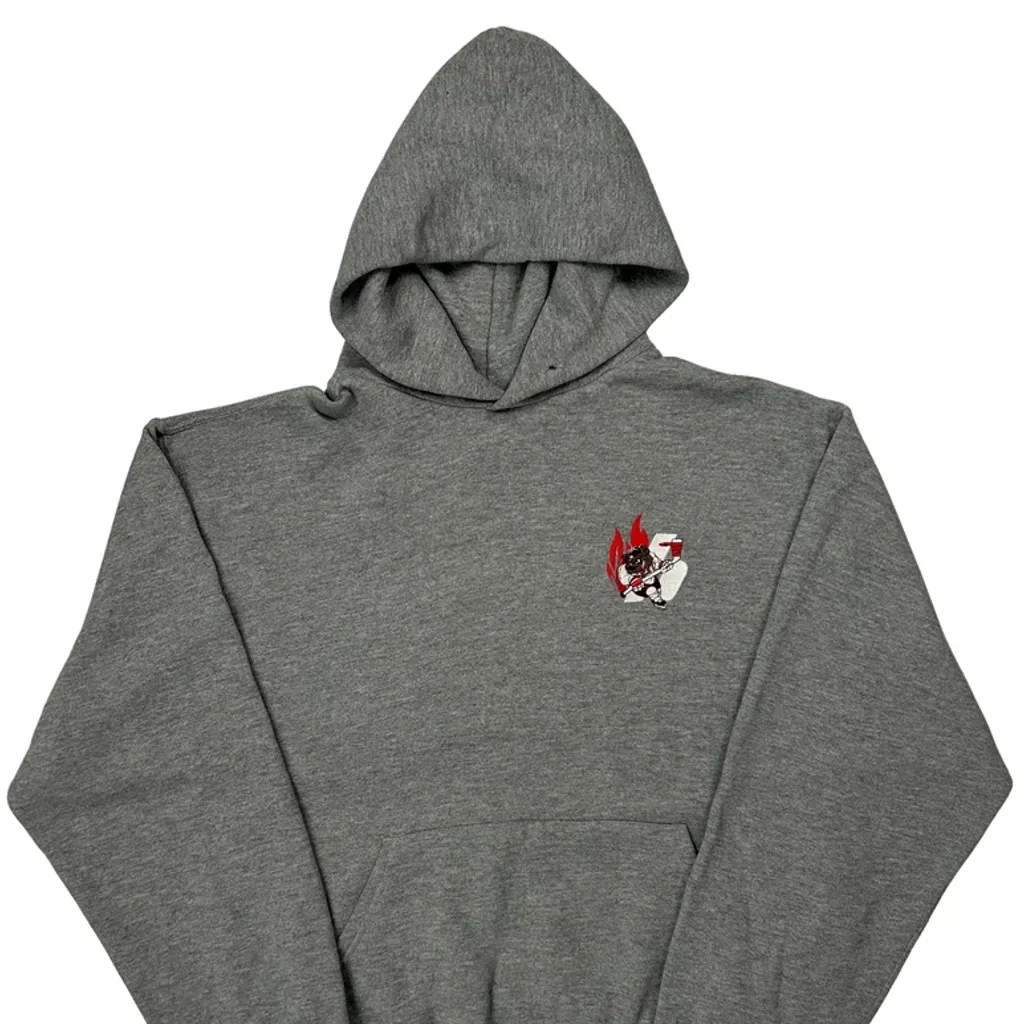 Hockey Graphic Russell Athletic Hoodie - Medium Grey Cotton Blend - Image 4
