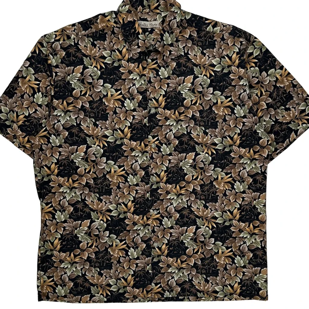 Hollis River Floral Hawaiian Shirt - Large Black Cotton - Image 5