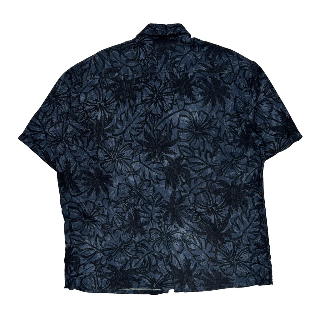 Hollis River Floral Hawaiian Shirt - XL Blue Viscose - Image 2