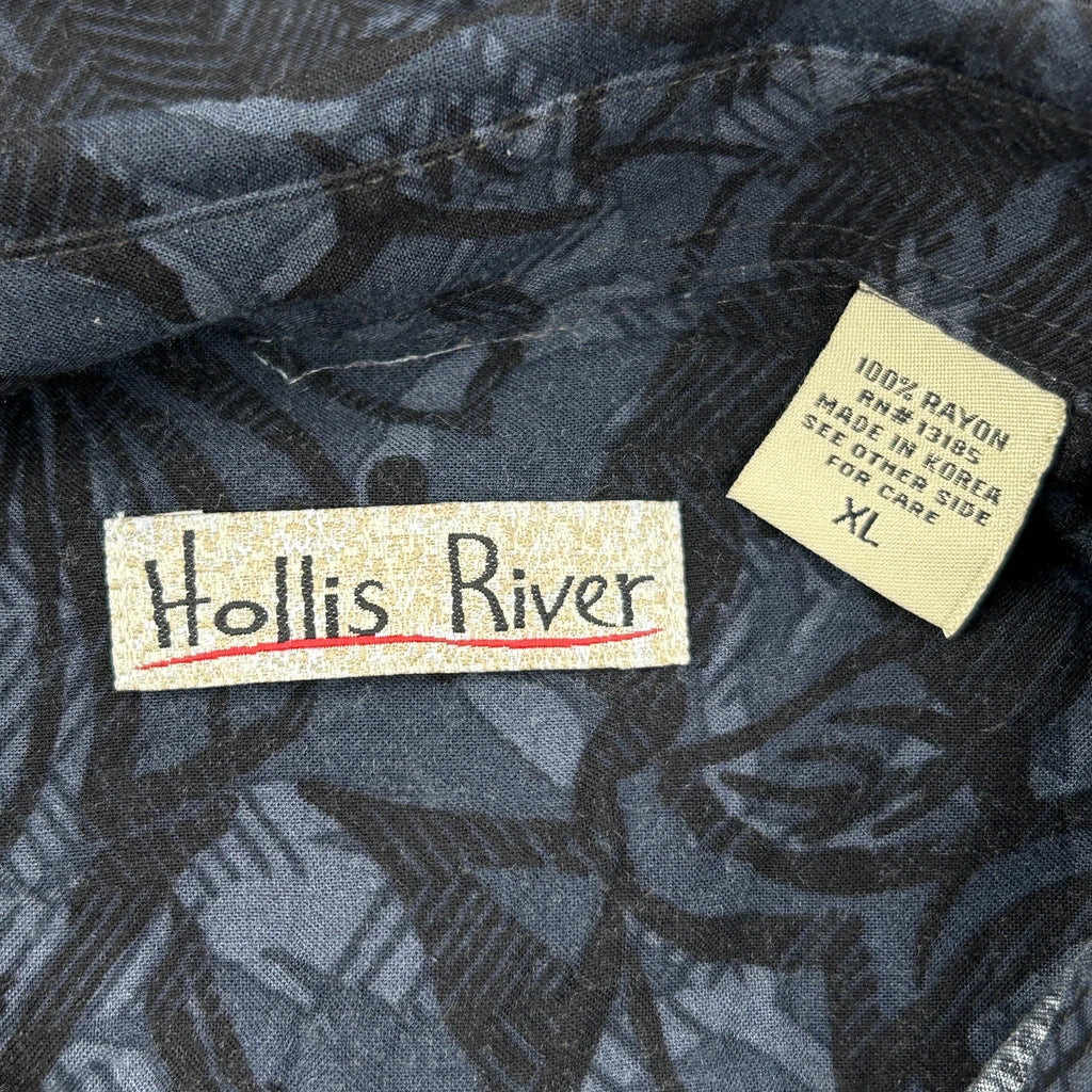 Hollis River Floral Hawaiian Shirt - XL Blue Viscose - Image 3