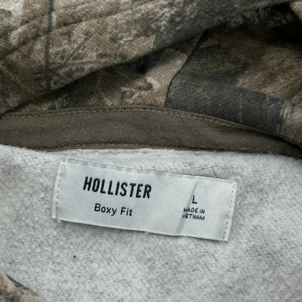 Hollister Camo Hoodie - Large Green Cotton Blend - Image 3