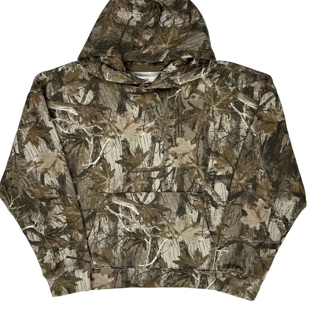 Hollister Camo Hoodie - Large Green Cotton Blend - Image 5