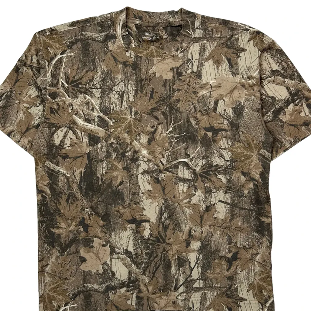 Hollister Camo T-Shirt - Medium Brown Cotton - Image 4