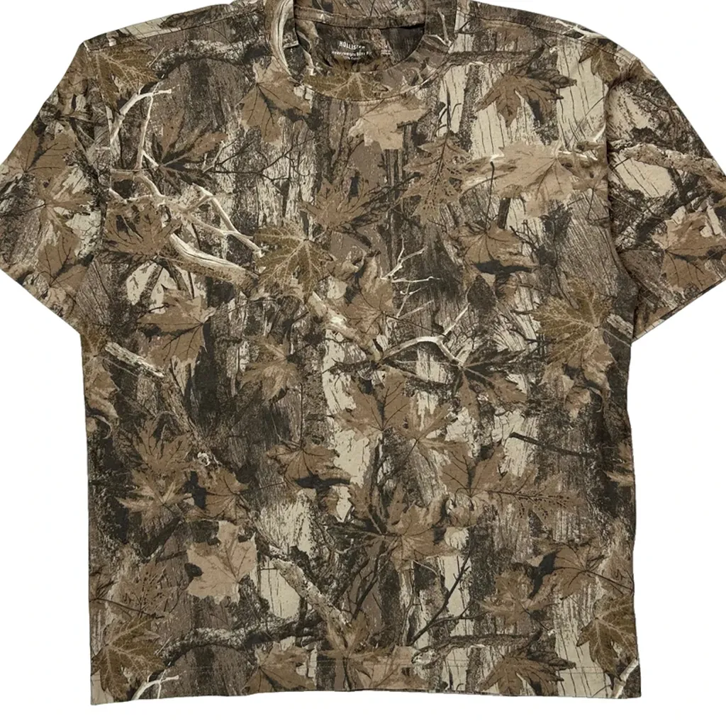 Hollister Camo T-Shirt - Medium Brown Cotton - Image 5