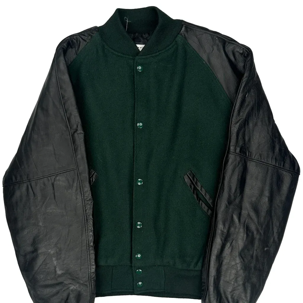 Holloway Varsity Jacket - No Size Green Wool Blend - Image 4
