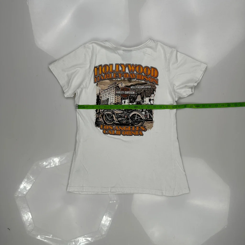 Hollywood Harley Davidson Graphic T-Shirt - XS White Cotton - Image 3
