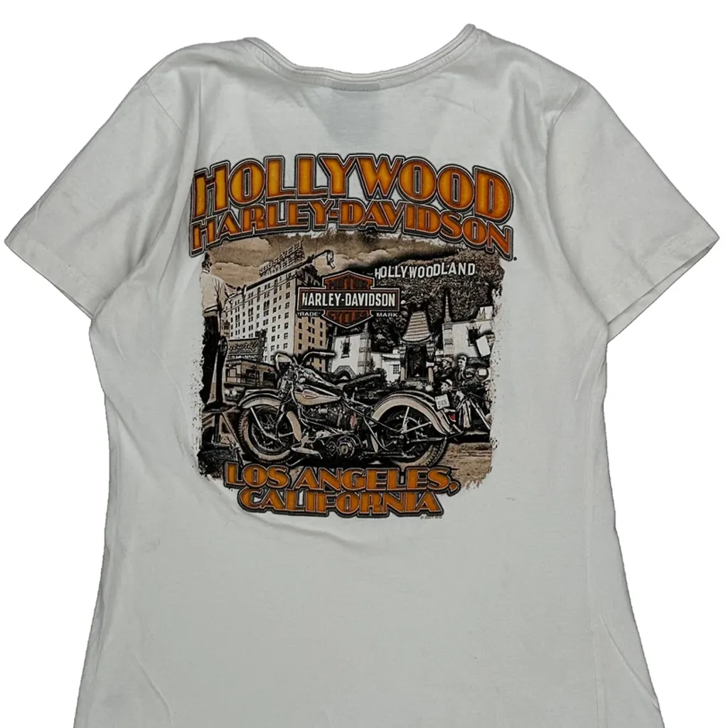 Hollywood Harley Davidson Graphic T-Shirt - XS White Cotton - Image 8