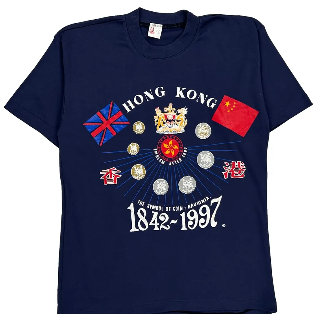 Hong Kong 1842-1997 Chung Yick Graphic T-Shirt - Large Navy Cotton - Image 5