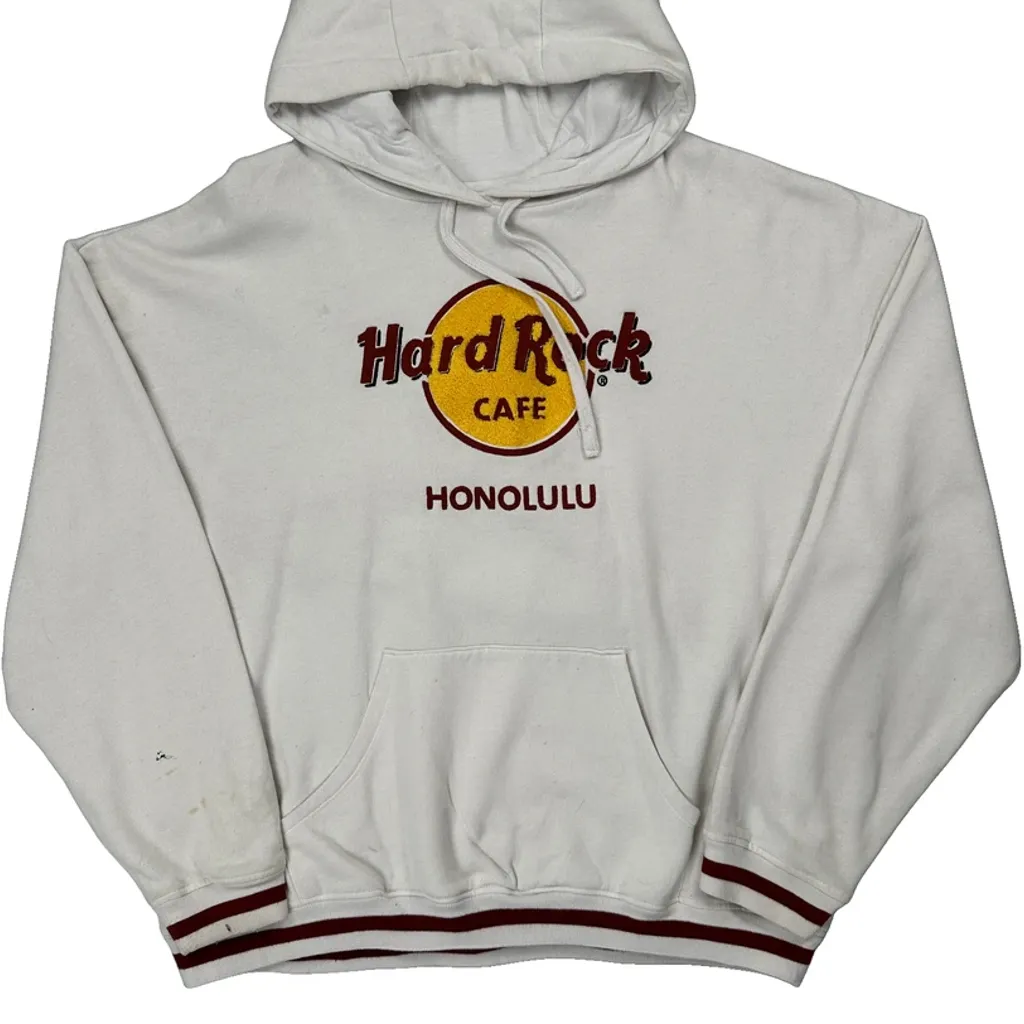 Honolulu Hard Rock Cafe Graphic Hoodie - XL White Cotton - Image 4