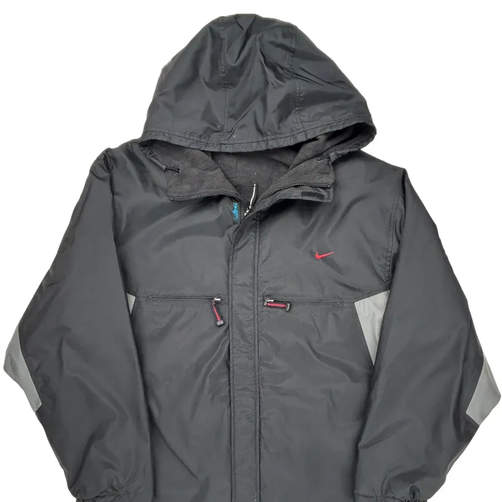Hooded Nike Jacket - Large Black Polyester - Image 4