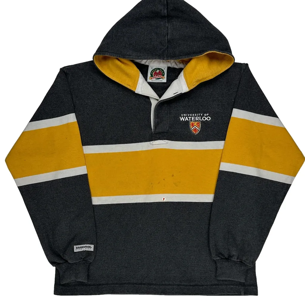 Hoodie Barbarian College Rugby Shirt - Small Grey Cotton - Image 6