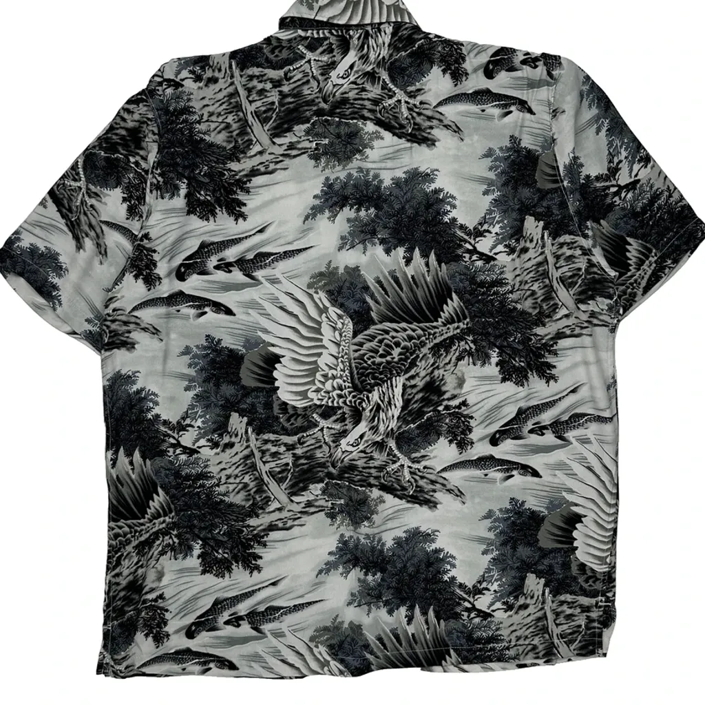 Hoshimime Hawaiian Shirt - Large Black & White Cotton - Image 7