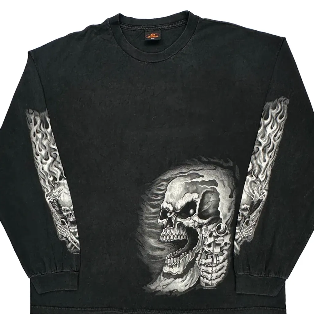 Hot Leathers Graphic Long Sleeve T-Shirt - 2XL Black Cotton - Image 4