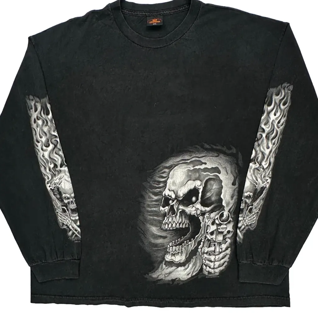 Hot Leathers Graphic Long Sleeve T-Shirt - 2XL Black Cotton - Image 5