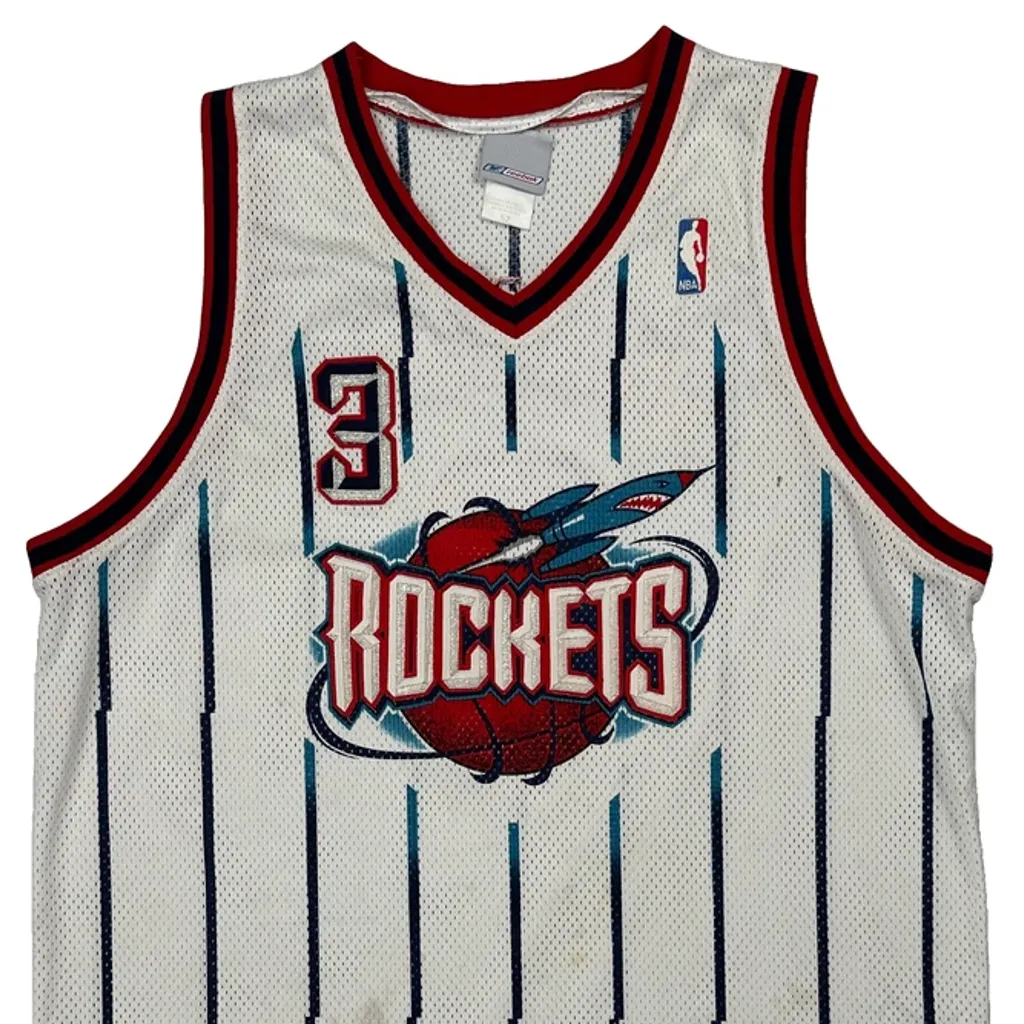 Houston Rockets Reebok Striped Jersey - 2XL White Polyester - Image 4