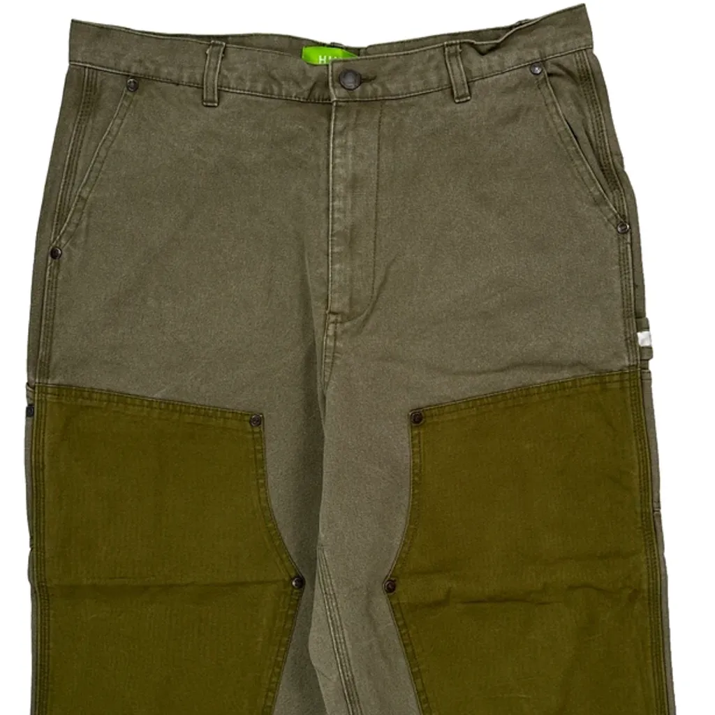 Huf Double Knee Carpenter Trousers - 32W 24L Green Cotton - Image 10