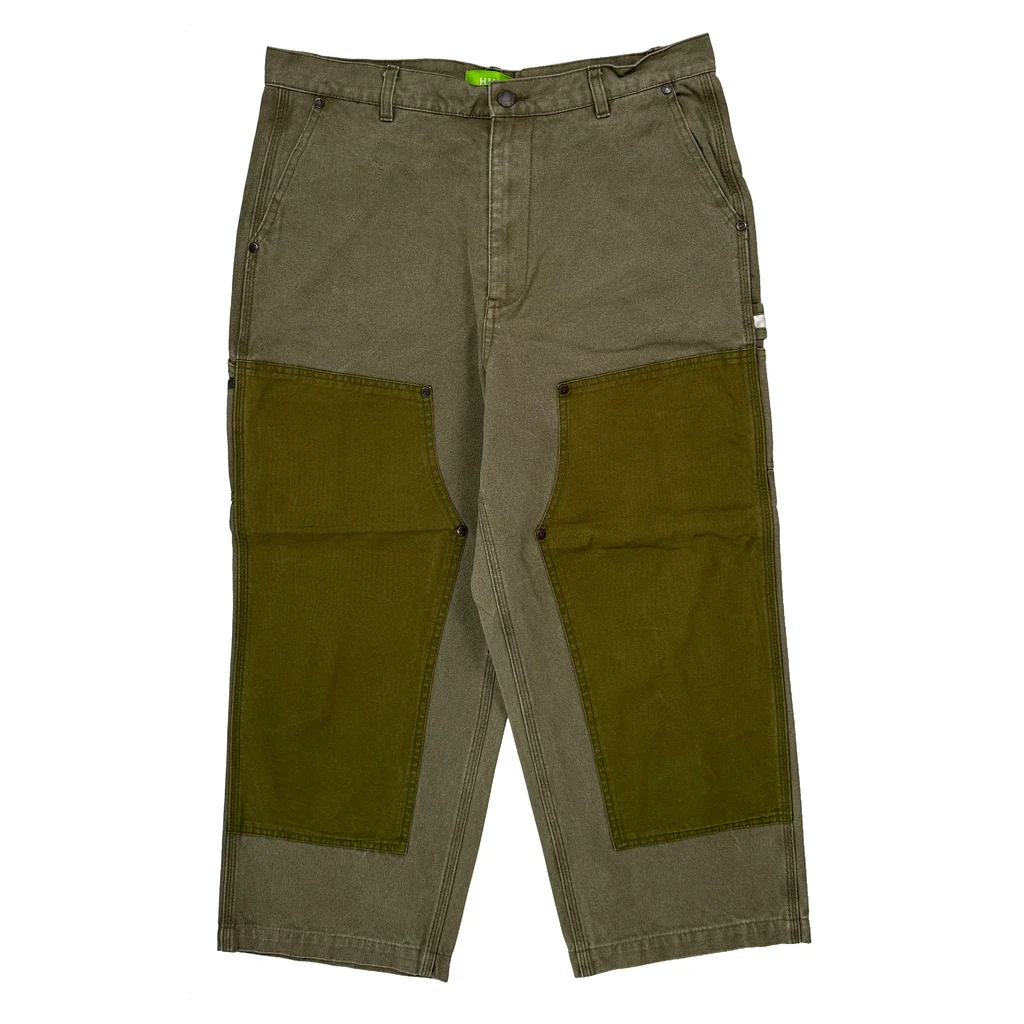 Huf Double Knee Carpenter Trousers - 32W 24L Green Cotton - Image 2