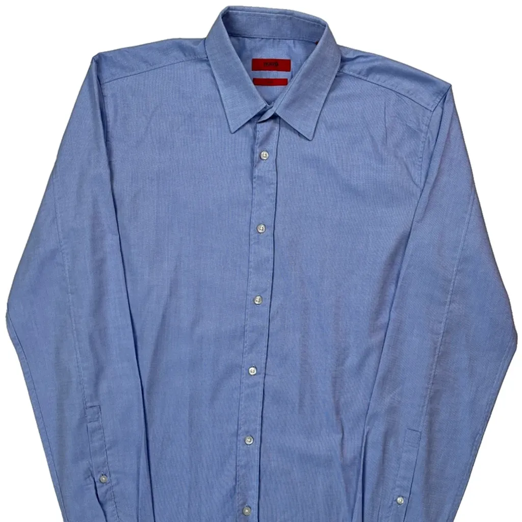 Hugo Boss Slim Shirt - Medium Blue Cotton - Image 6