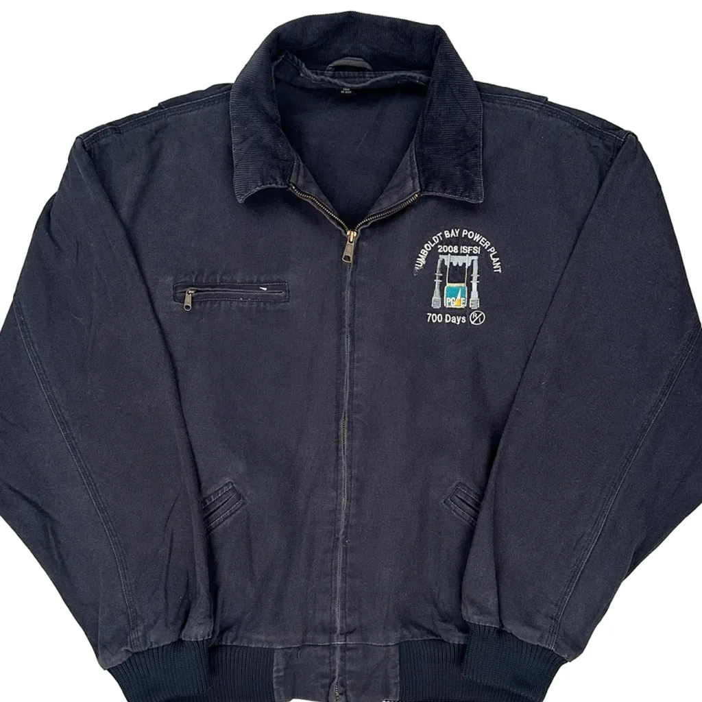 Humboldt Bay Power Plant Unbranded Detroit Style Workwear Jacket - XL Navy Cotton - Image 4
