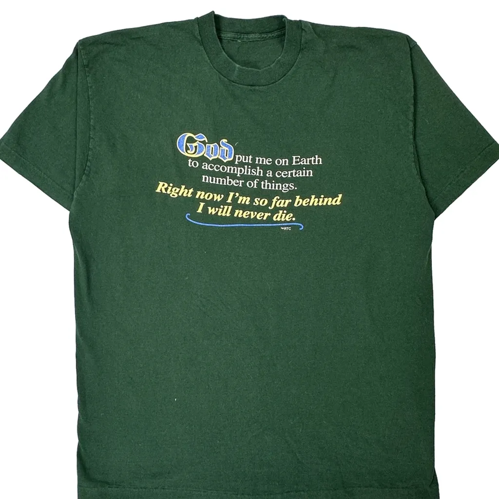 Humorous Quote Unbranded Single Stitch T-Shirt - XL Green Cotton - Image 4