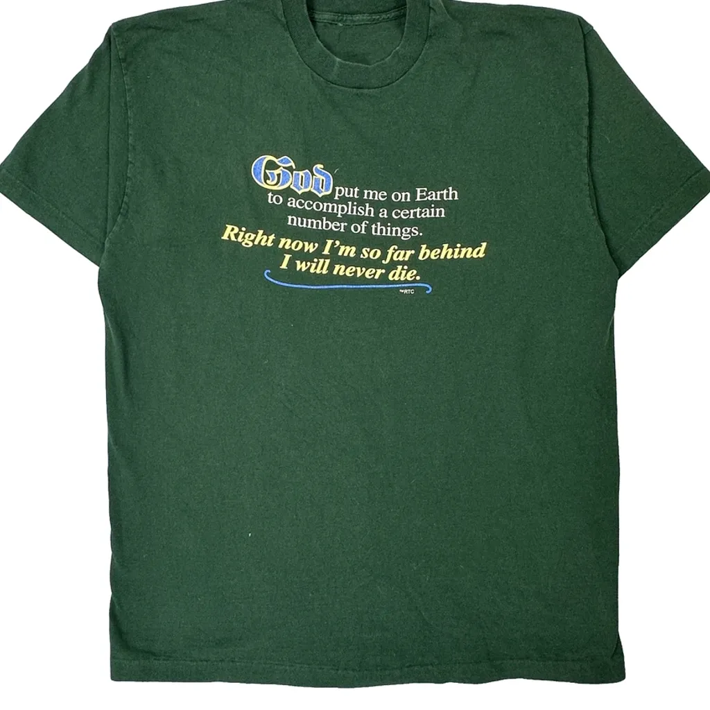 Humorous Quote Unbranded Single Stitch T-Shirt - XL Green Cotton - Image 5