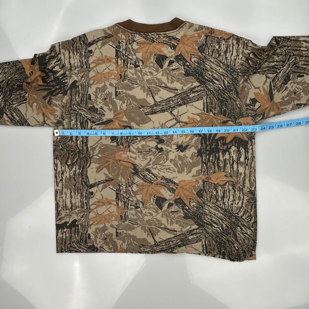Hunting Mossy Oak Camo Ringer Long Sleeve T-Shirt - Large Brown Cotton - Image 3