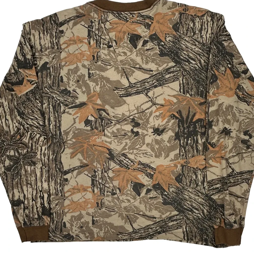 Hunting Mossy Oak Camo Ringer Long Sleeve T-Shirt - Large Brown Cotton - Image 7