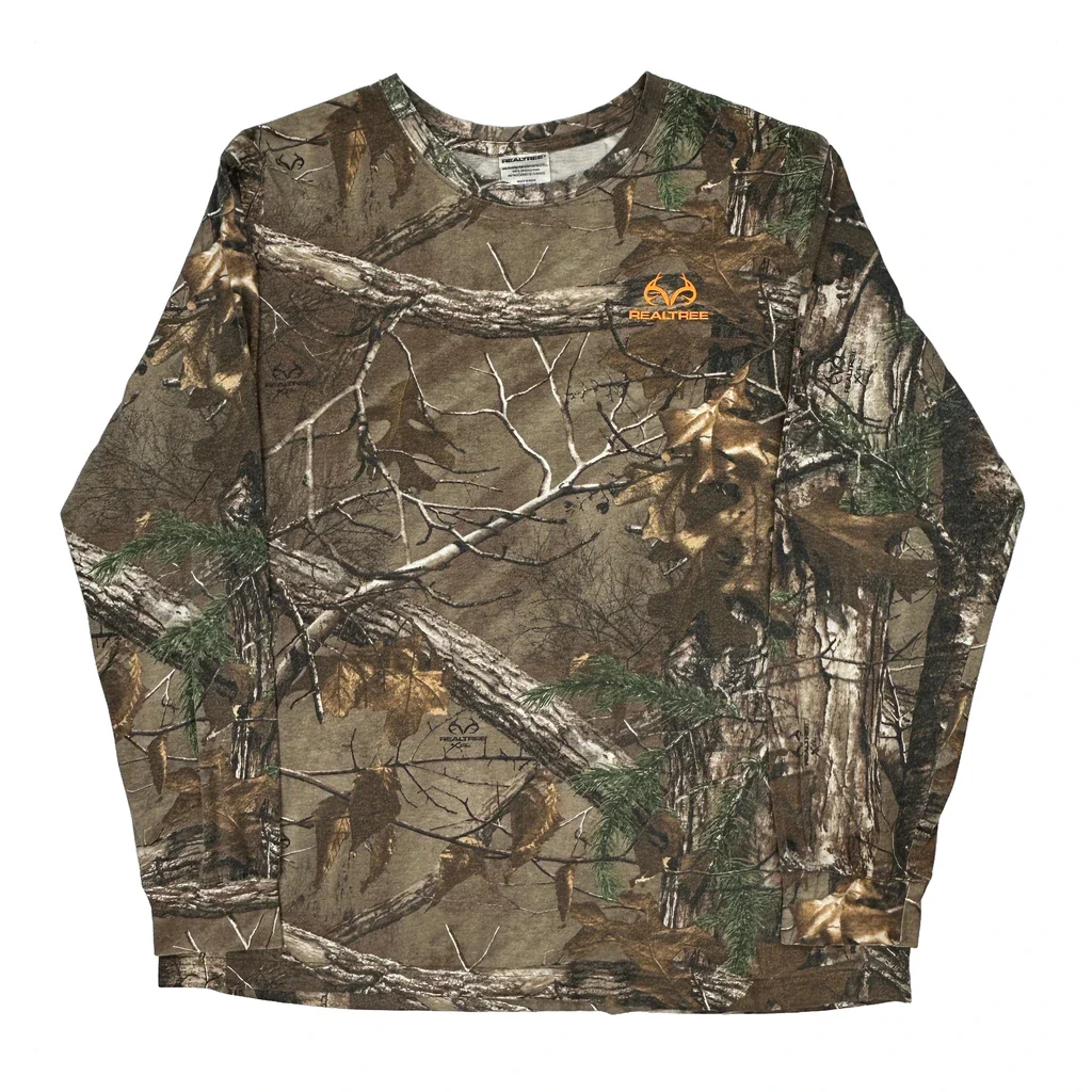 Hunting Realtree Camo Long Sleeve T-Shirt - XL Camo Cotton