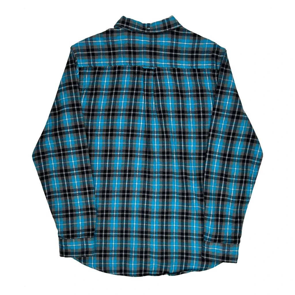 Hurley Checked Flannel Shirt - Large Blue Cotton - Image 2
