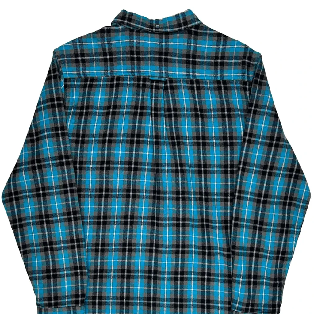 Hurley Checked Flannel Shirt - Large Blue Cotton - Image 6