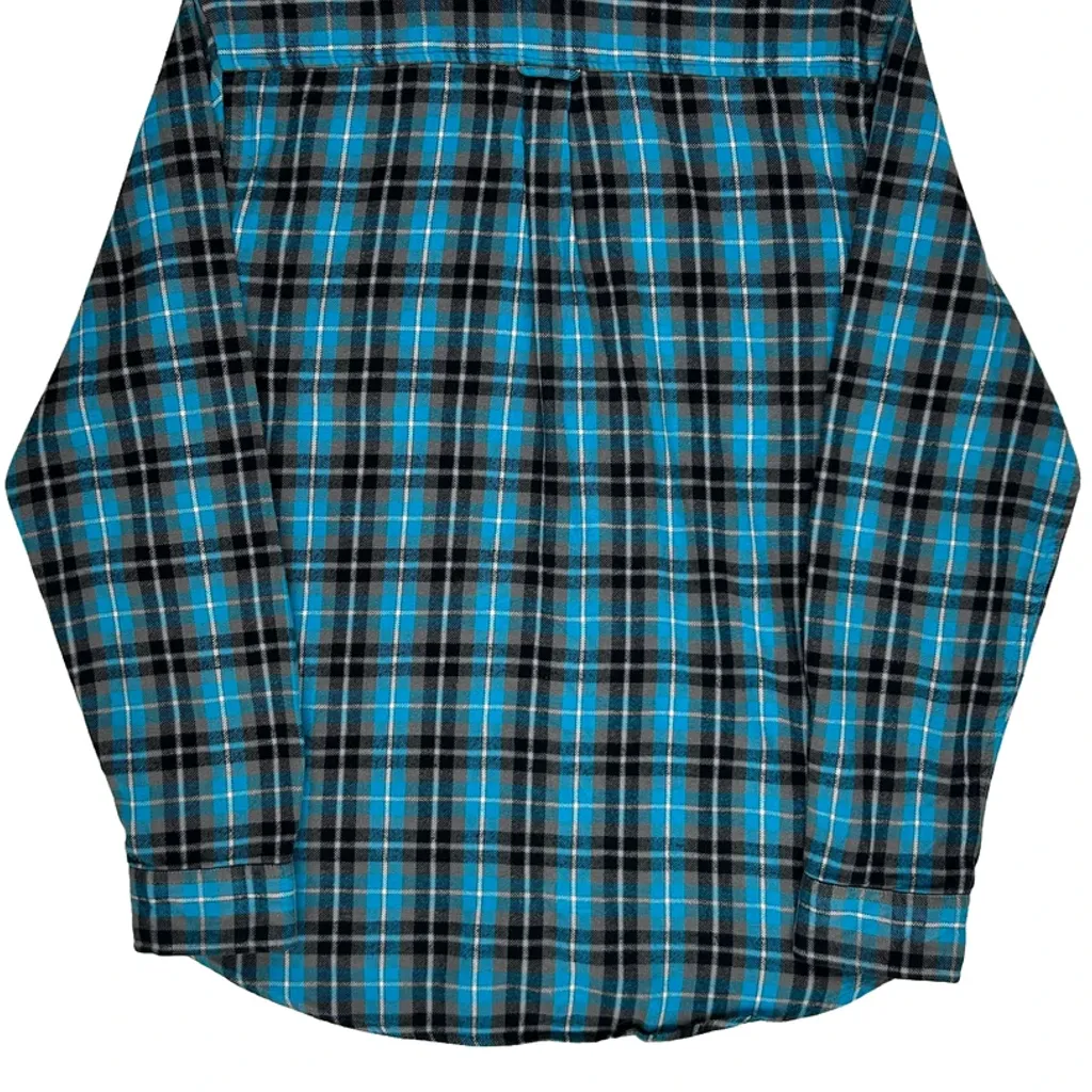Hurley Checked Flannel Shirt - Large Blue Cotton - Image 7
