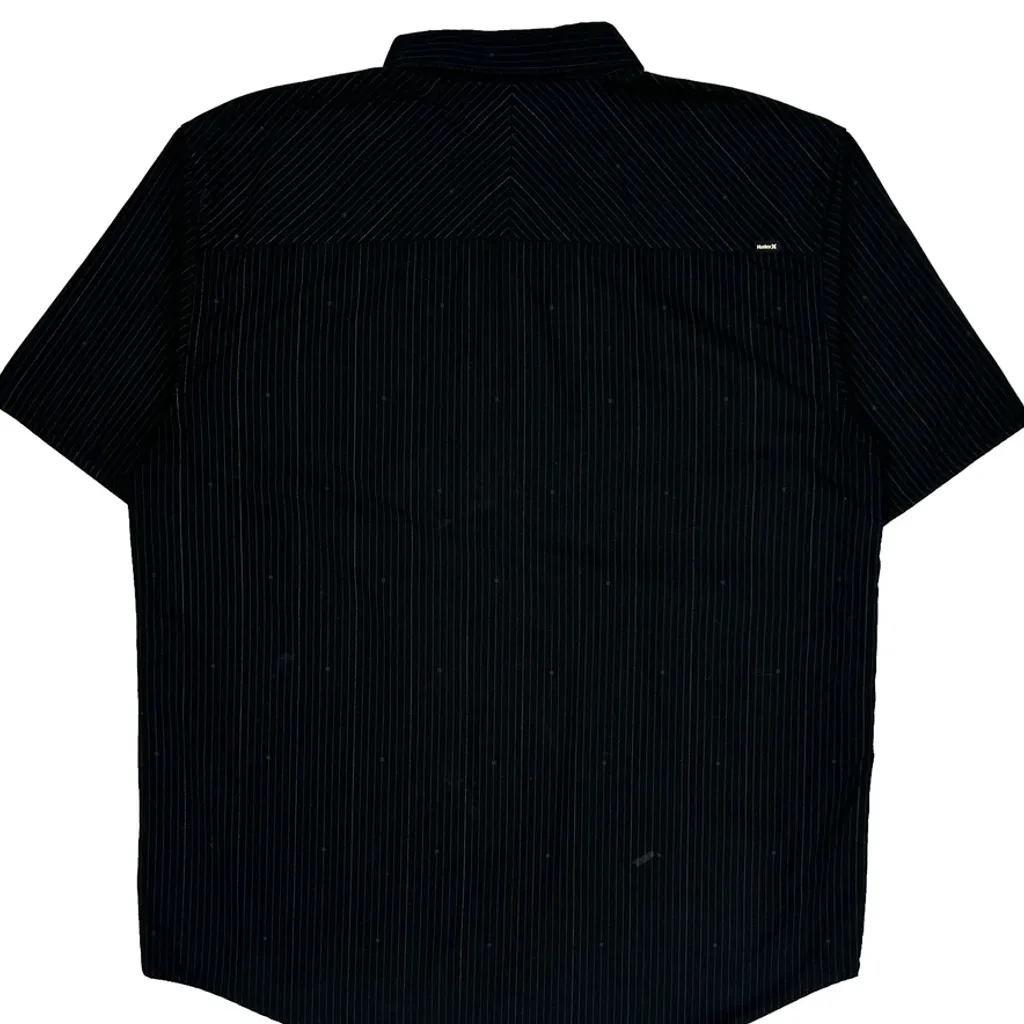 Hurley Pinstripe Short Sleeve Shirt - XL Black Cotton - Image 6
