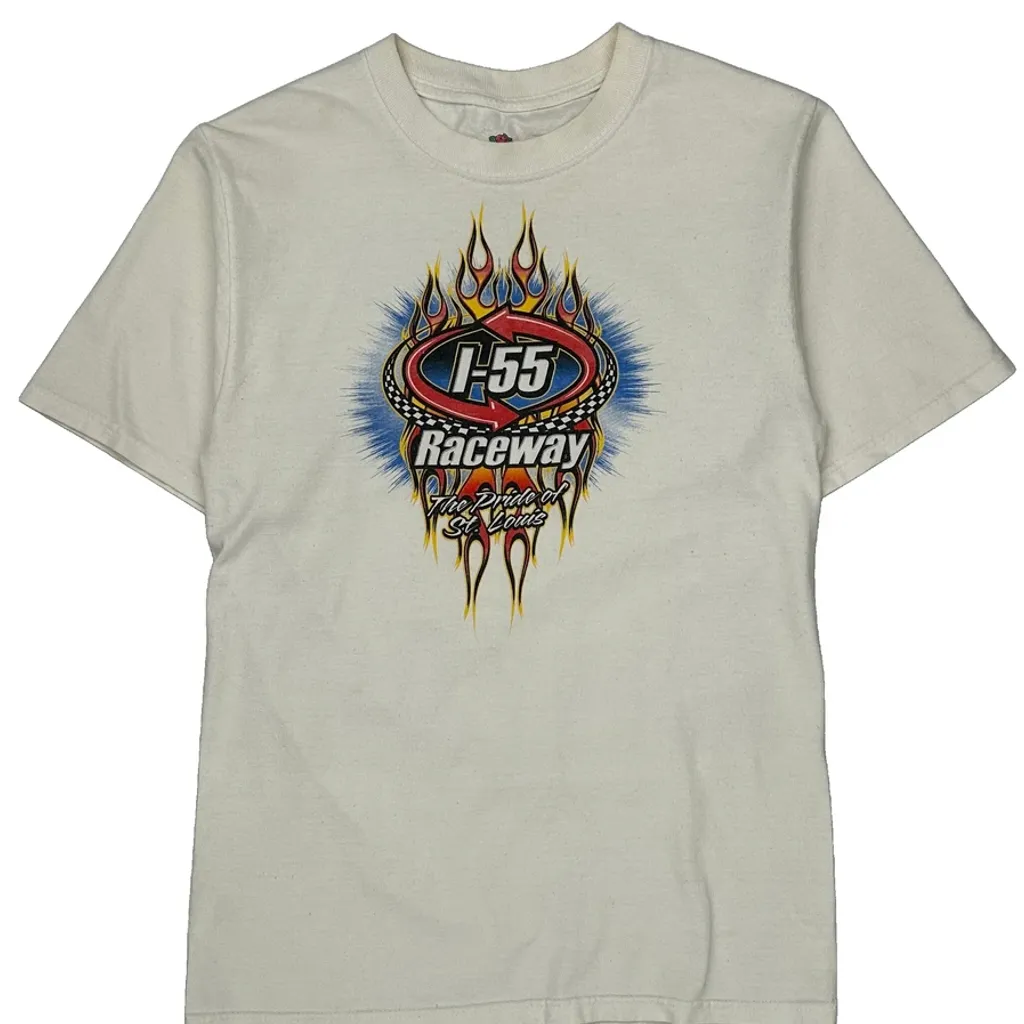 I-55 Raceway Fruit Of The Loom Single Stitch T-Shirt - Small Cream Cotton - Image 4