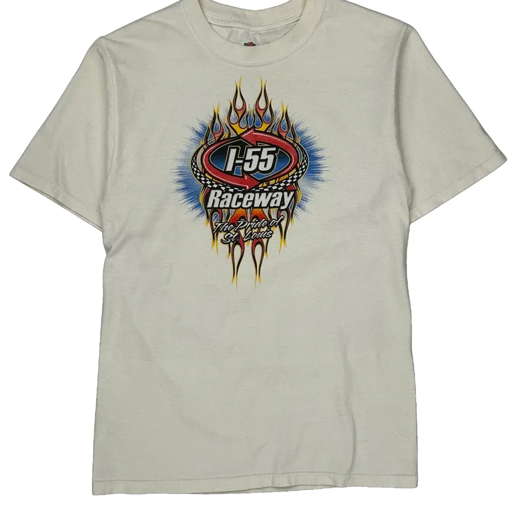 I-55 Raceway Fruit Of The Loom Single Stitch T-Shirt - Small Cream Cotton - Image 5