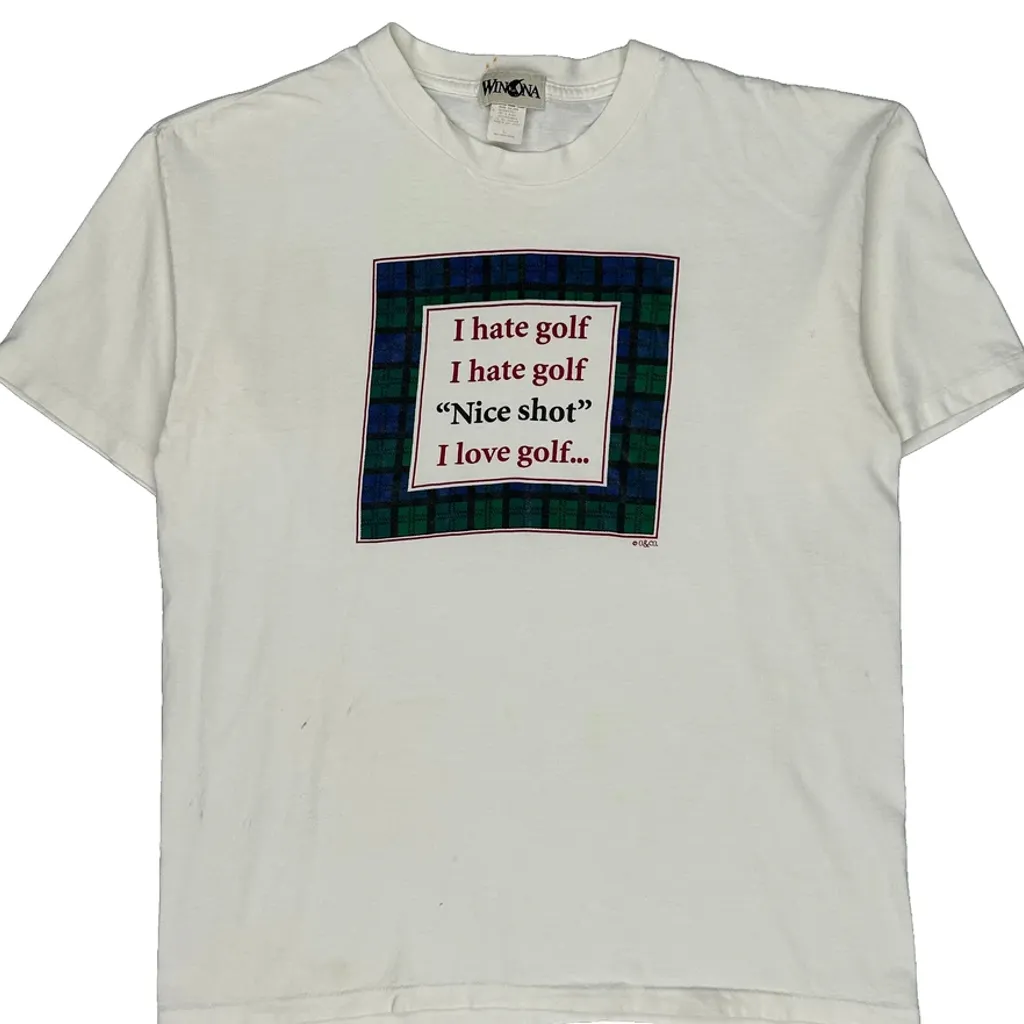 I Hate Golf Winona Graphic T-Shirt - Large White Cotton - Image 5