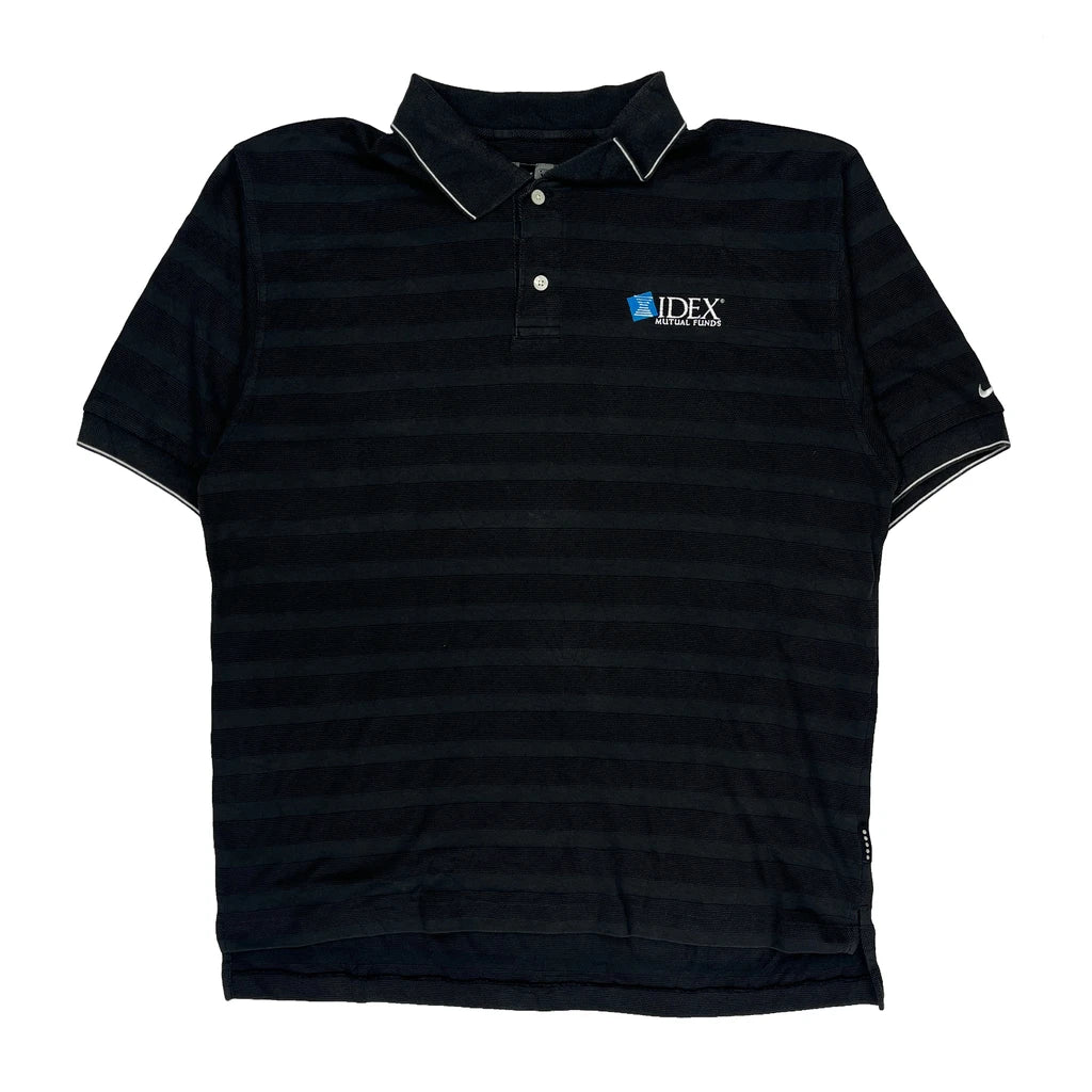 Idex Logo Nike Golf Striped Polo Shirt - Large Black Cotton