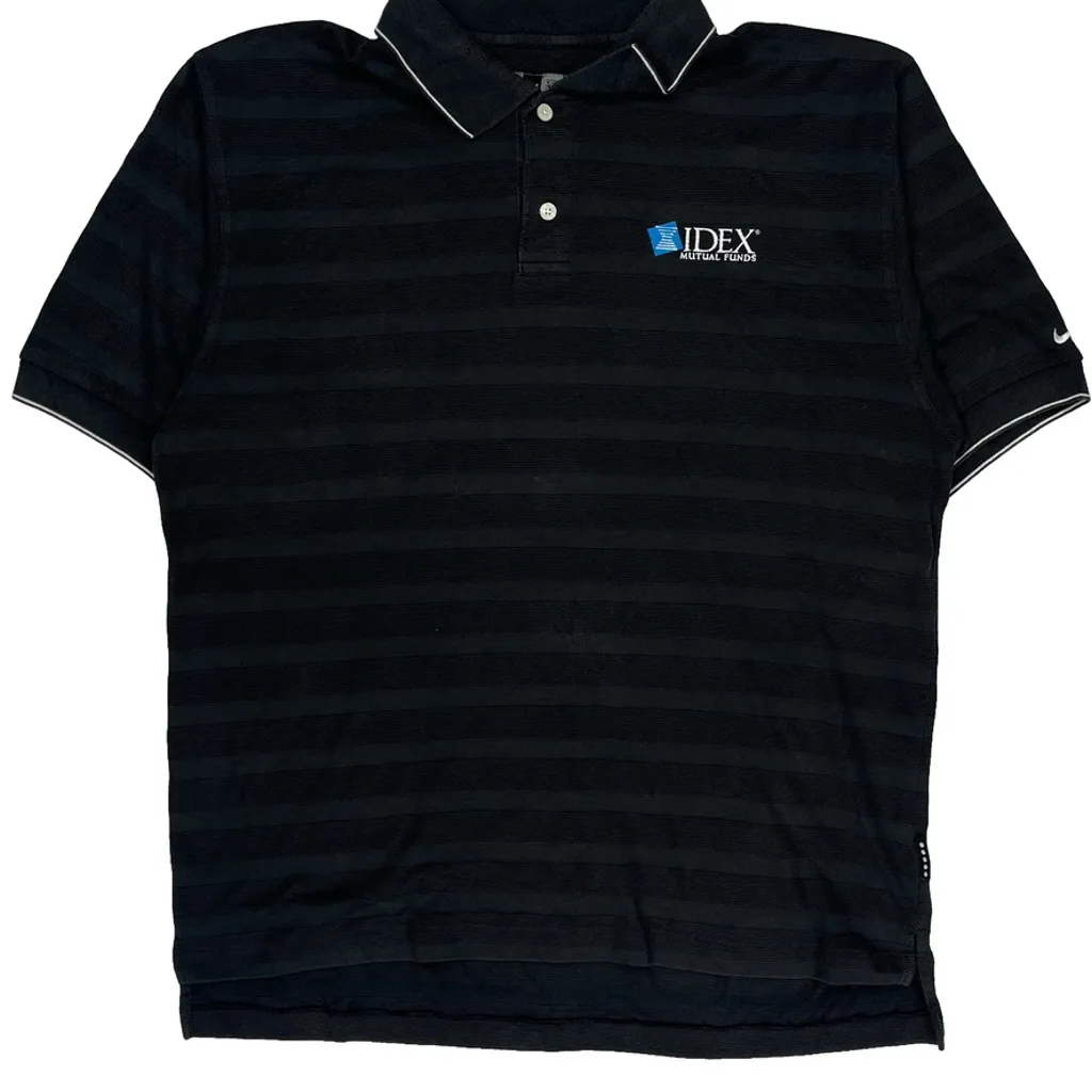 Idex Logo Nike Golf Striped Polo Shirt - Large Black Cotton - Image 4