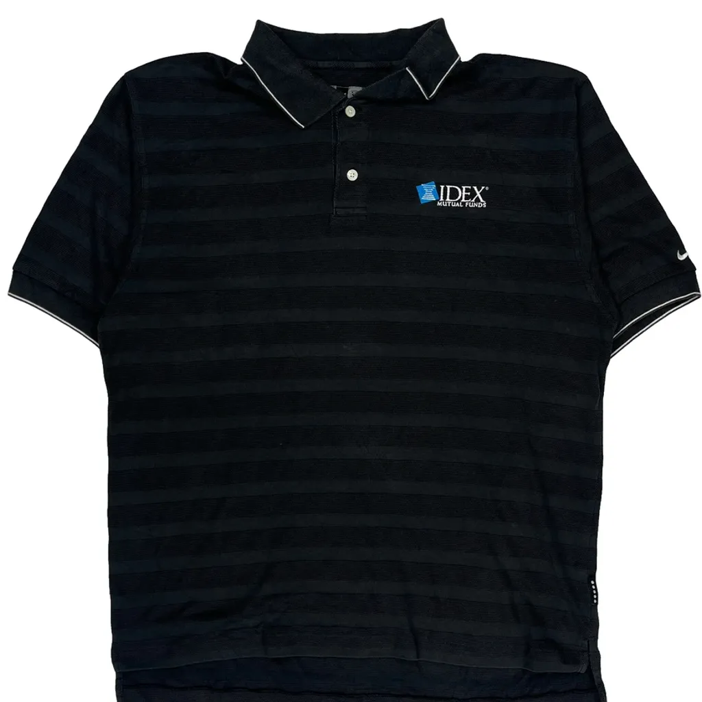 Idex Logo Nike Golf Striped Polo Shirt - Large Black Cotton - Image 5