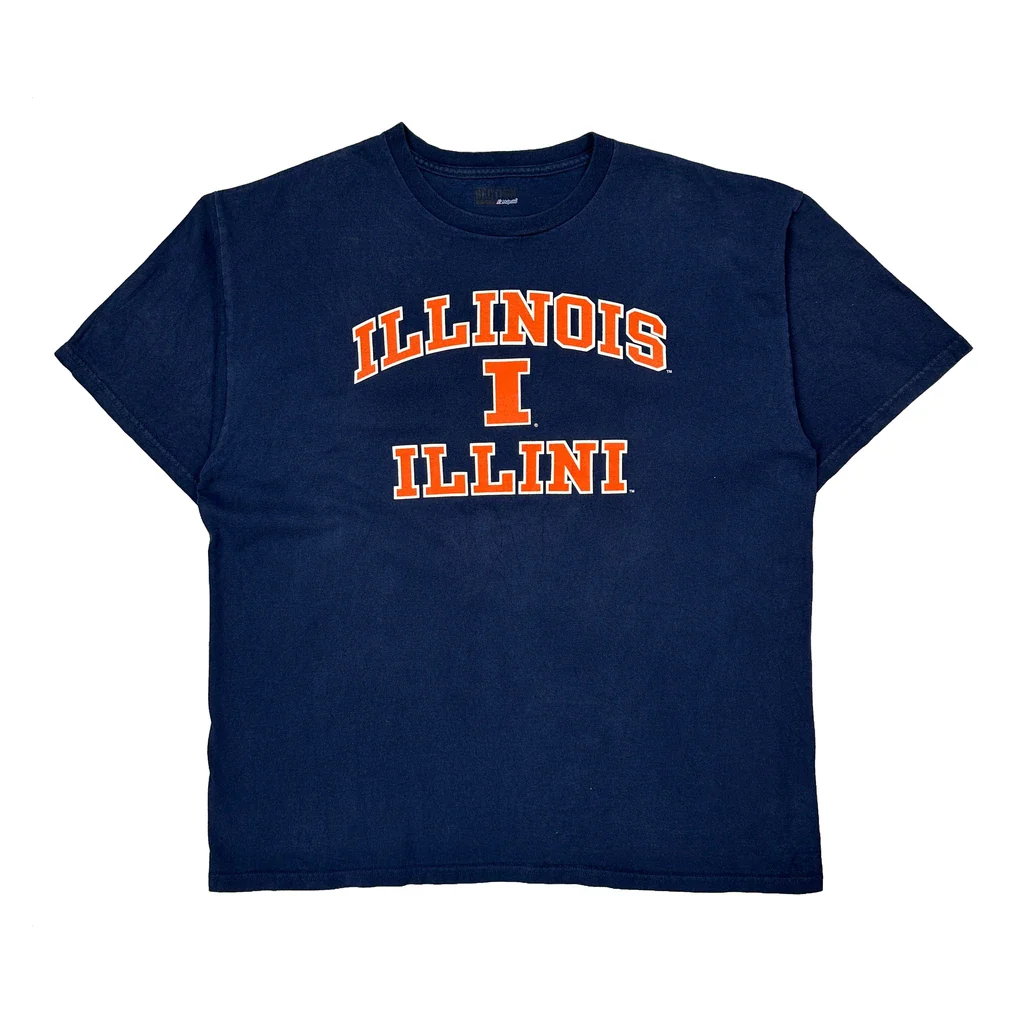 Illinois Illini Majestic College T-Shirt - XL Navy Cotton