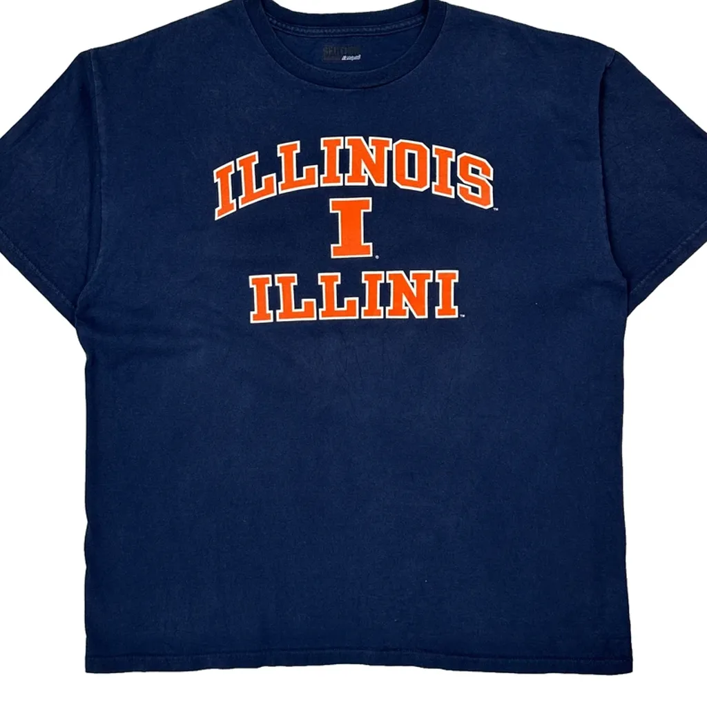 Illinois Illini Majestic College T-Shirt - XL Navy Cotton - Image 4