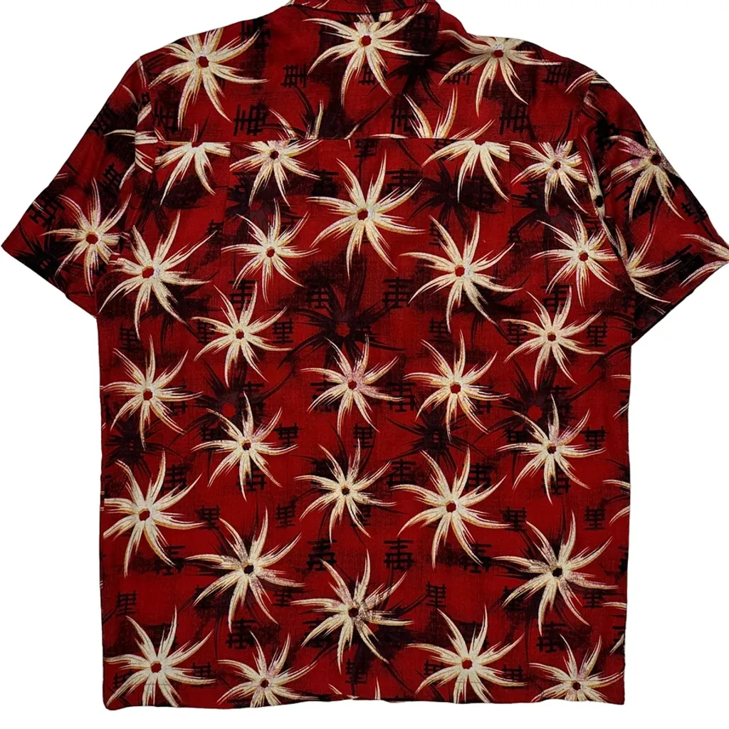 Imprints Floral Hawaiian Shirt - Medium Red Viscose - Image 7