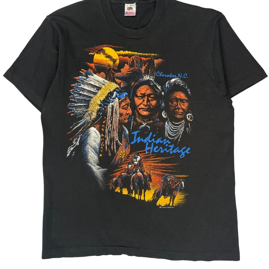 Indian Heritage Fruit Of The Loom Graphic T-Shirt - Large Black Cotton - Image 4